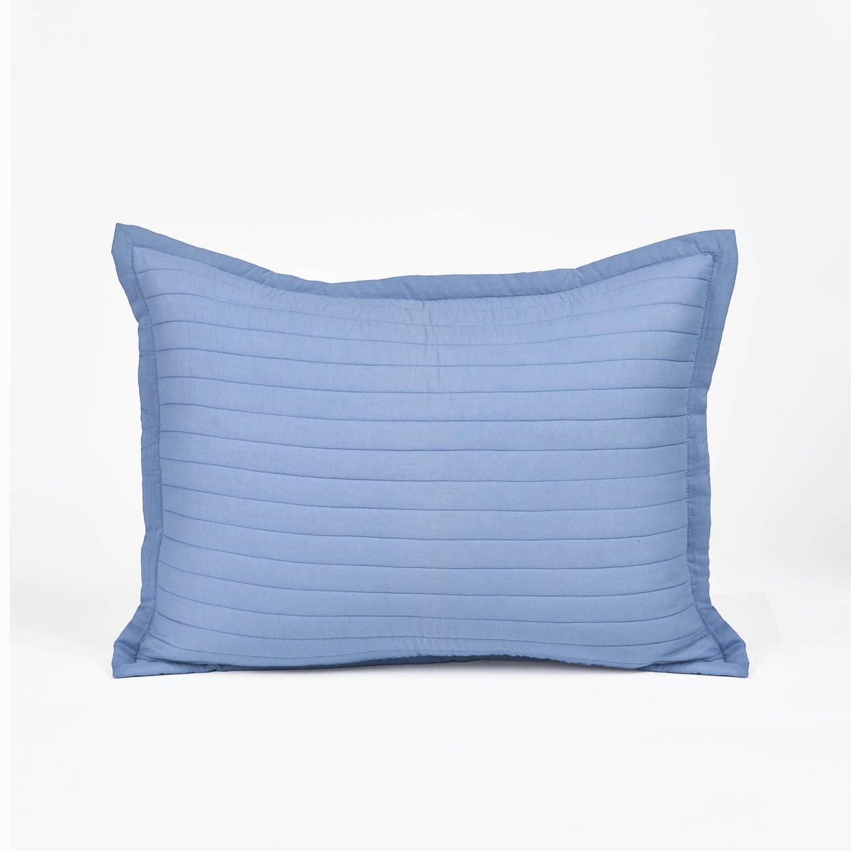 DENIM BLUE - Quilted Pillow Cover with tie closure