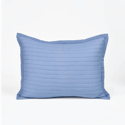 DENIM BLUE - Quilted Pillow Cover with tie closure