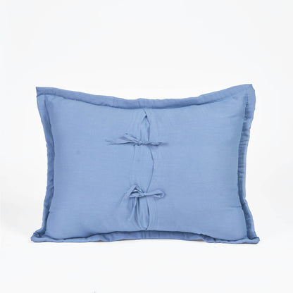 DENIM BLUE - Quilted Pillow Cover with tie closure