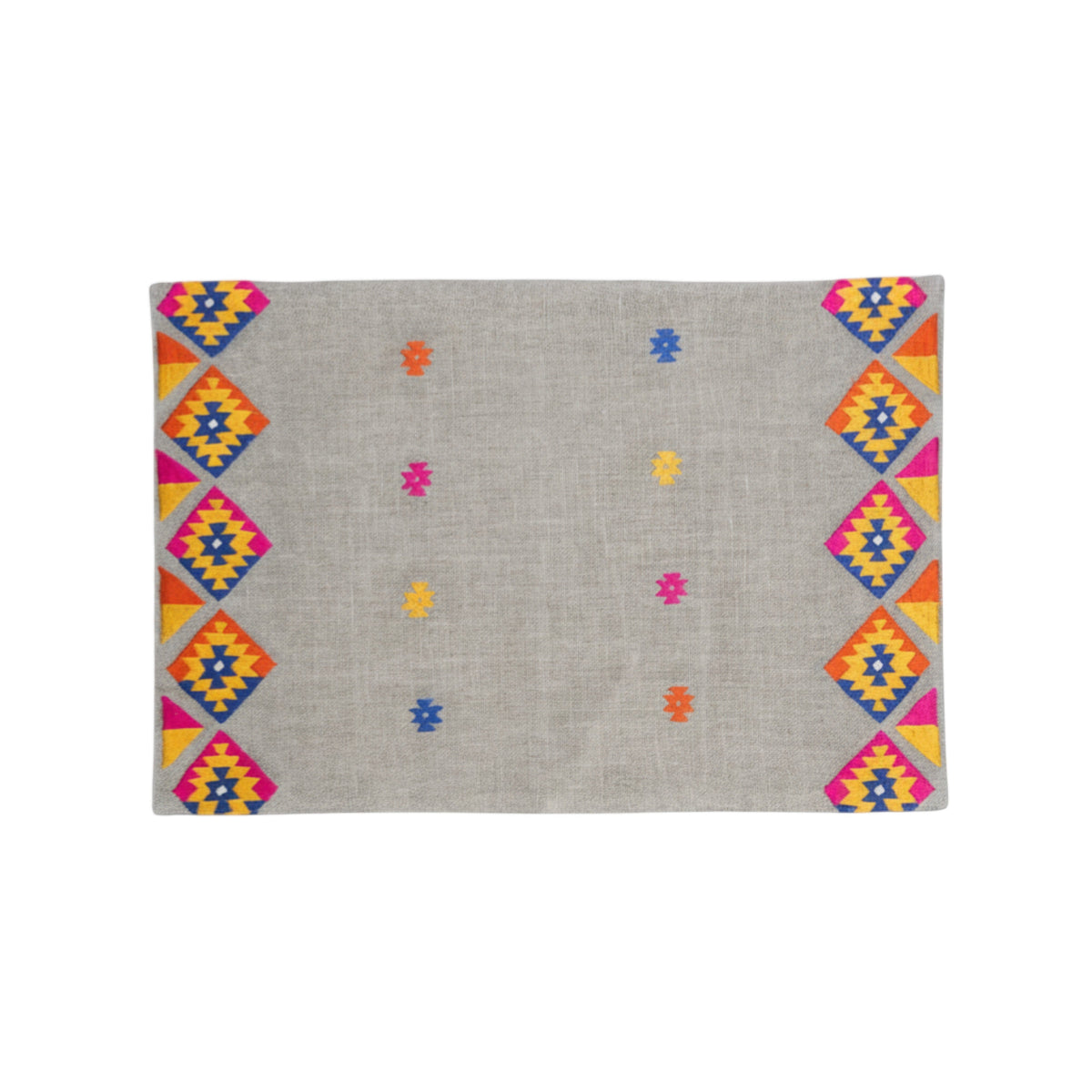 FOLK - Embroidered Linen Kilim Patterned Table Mat Sets