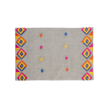 FOLK - Embroidered Linen Kilim Patterned Table Mat Sets