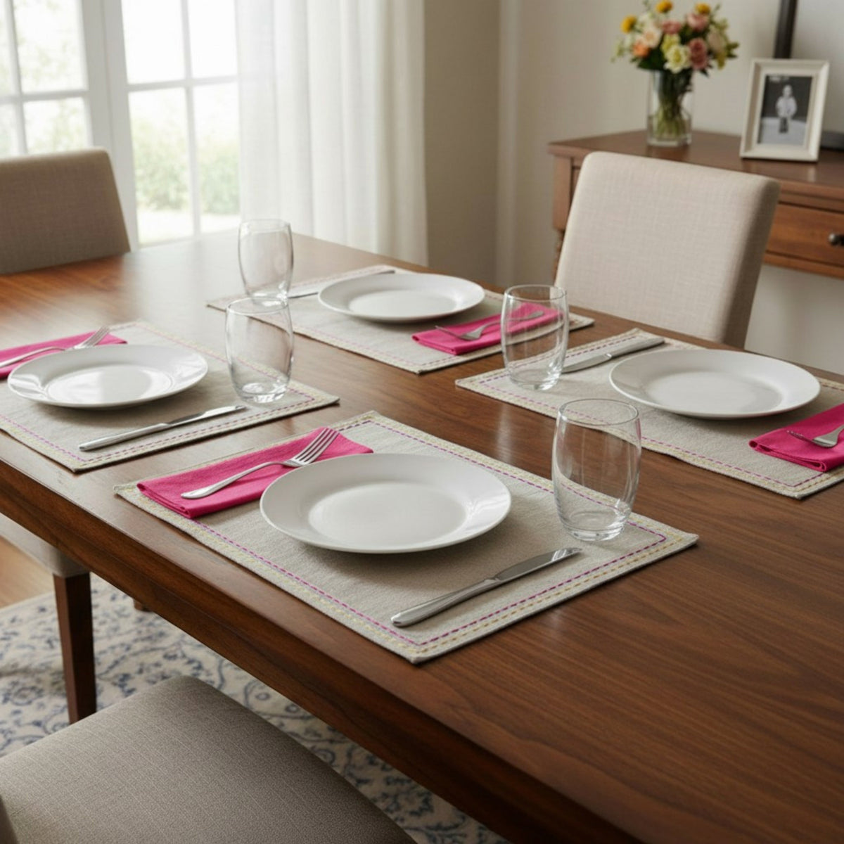 FOLK - Embroidered Linen Placemat Set