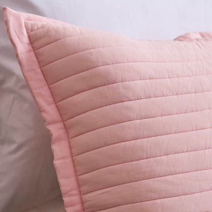 SALMON PINK - Quilted Cotton Pillow Shams