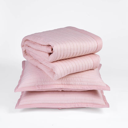 SALMON PINK - Quilted Cotton Pillow Shams