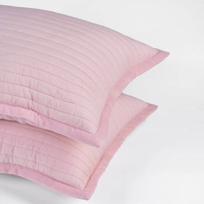 SALMON PINK - Quilted Cotton Pillow Shams