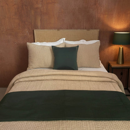 TROPICAL GREEN Quilted Bed Runner Set With Throw Pillow cover