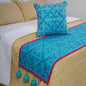 SHYRDAK - Turquoise printed cotton Bed runner set - King / Queen / Twin Size