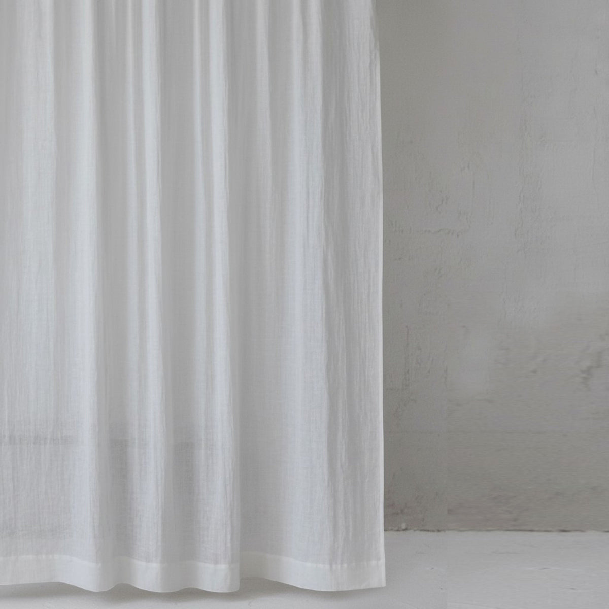 White Pure Linen Curtain Panel With Hanging options
