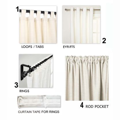 White Pure Linen Curtain Panel With Hanging options