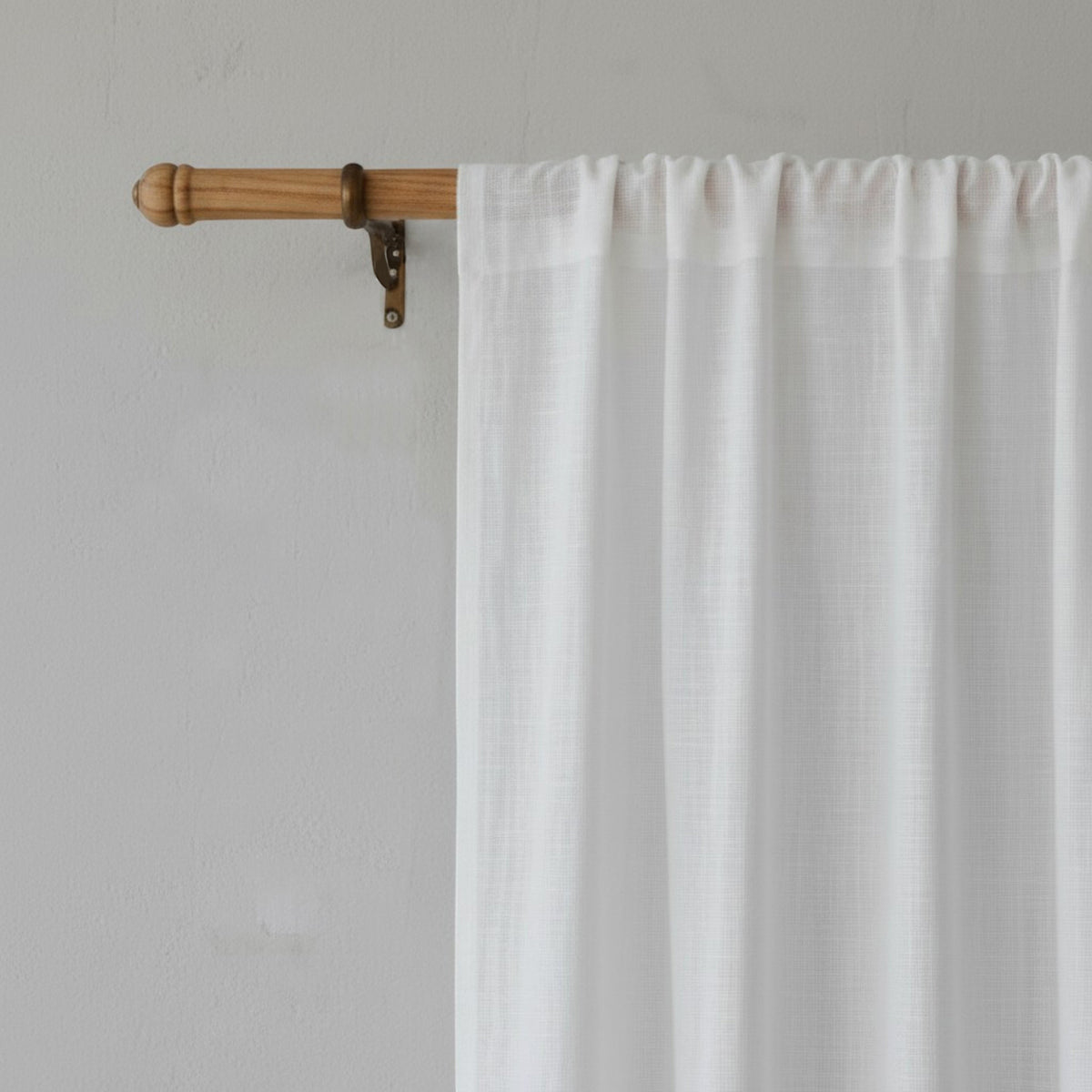 White Pure Linen Curtain Panel With Hanging options