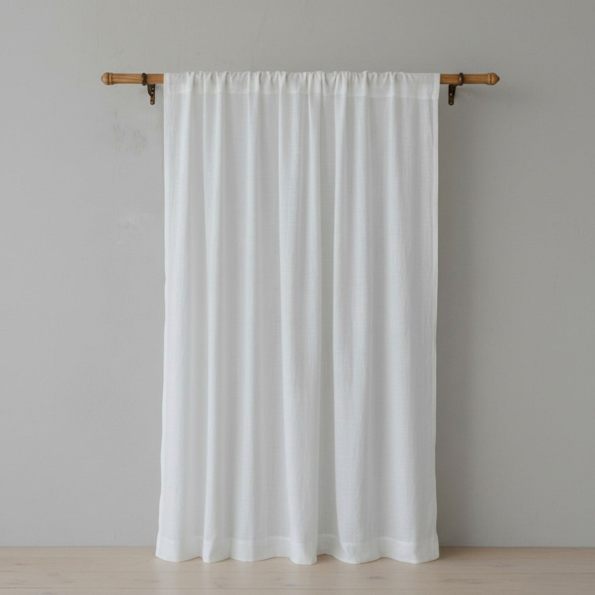 White Pure Linen Curtain Panel With Hanging options