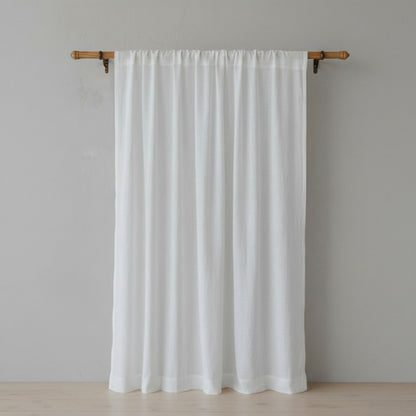 White Pure Linen Curtain Panel With Hanging options