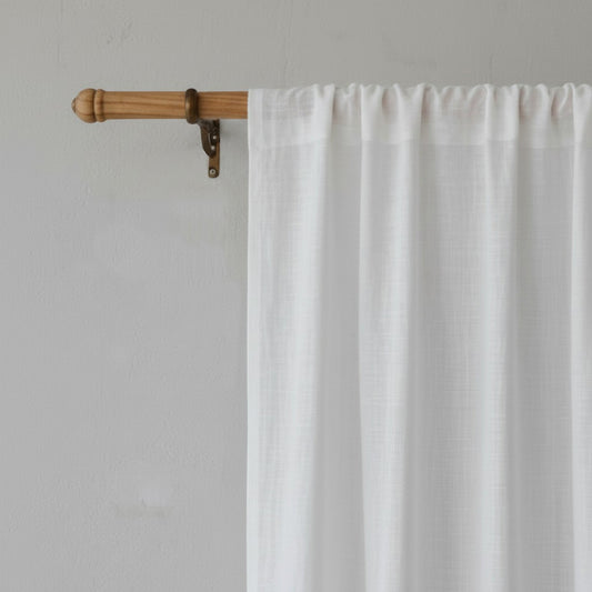 White Pure Linen Curtain Panel With Hanging options