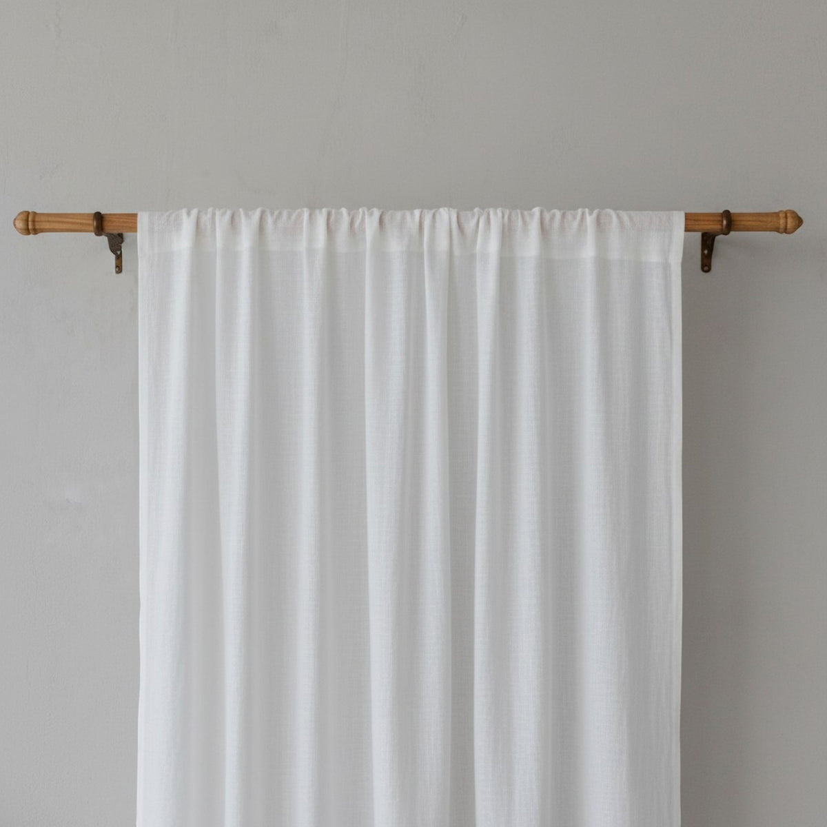 White Pure Linen Curtain Panel With Hanging options