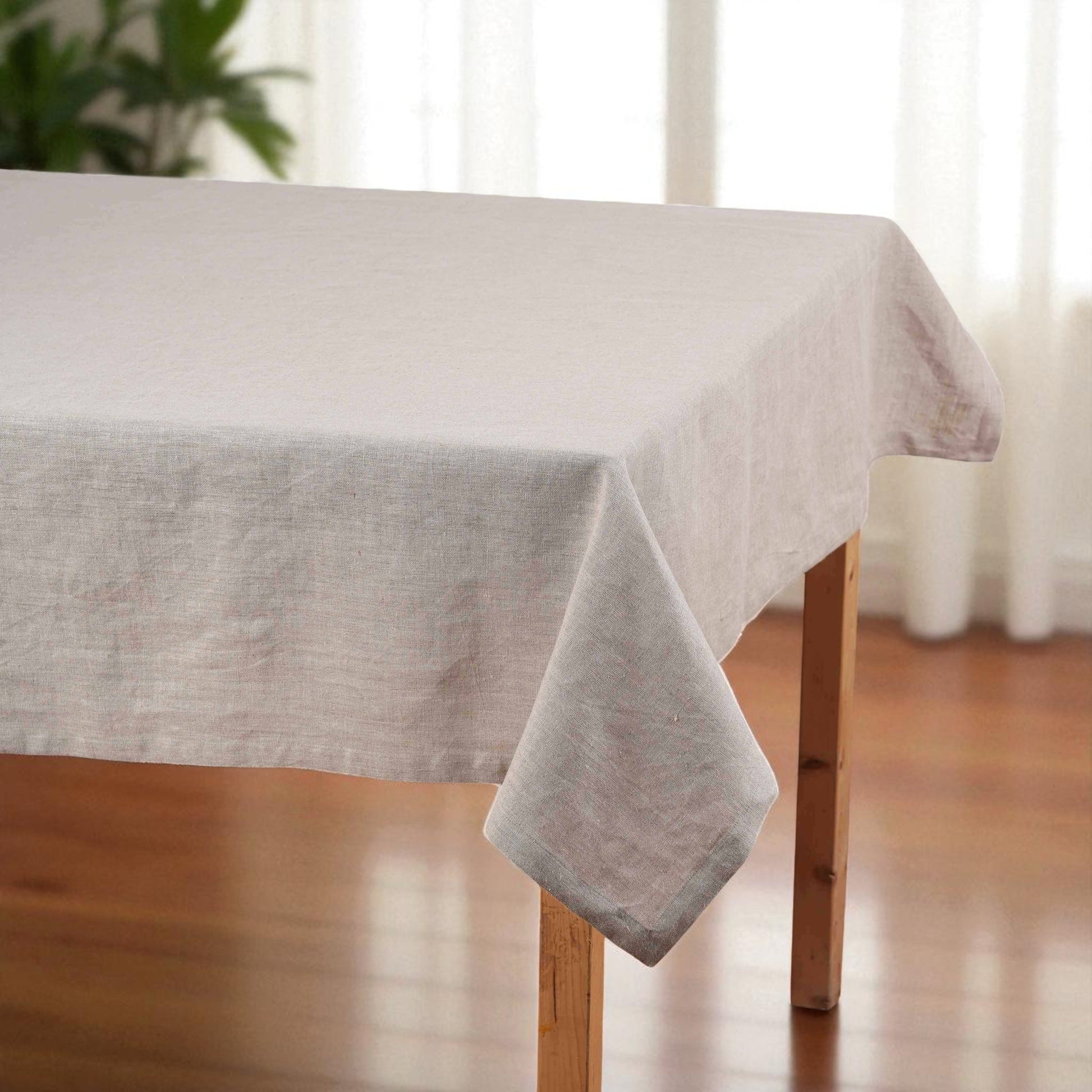 Pure Elements 100% Linen Beige Tablecloth – Square & Rectangle