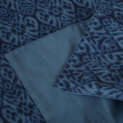 Ikat Indigo Cotton Duck Table Runner – Reversible Elegant Dining