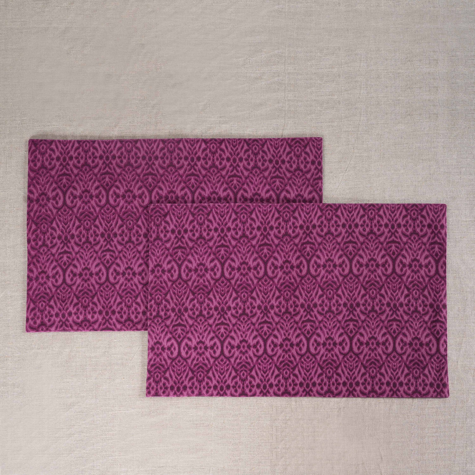 Ikat Plum Cotton Duck Placemats Elegant Sets 2-6