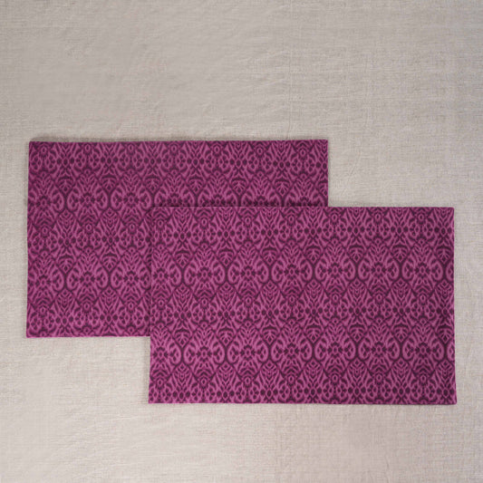 Ikat Plum Cotton Duck Placemats Elegant Sets 2-6
