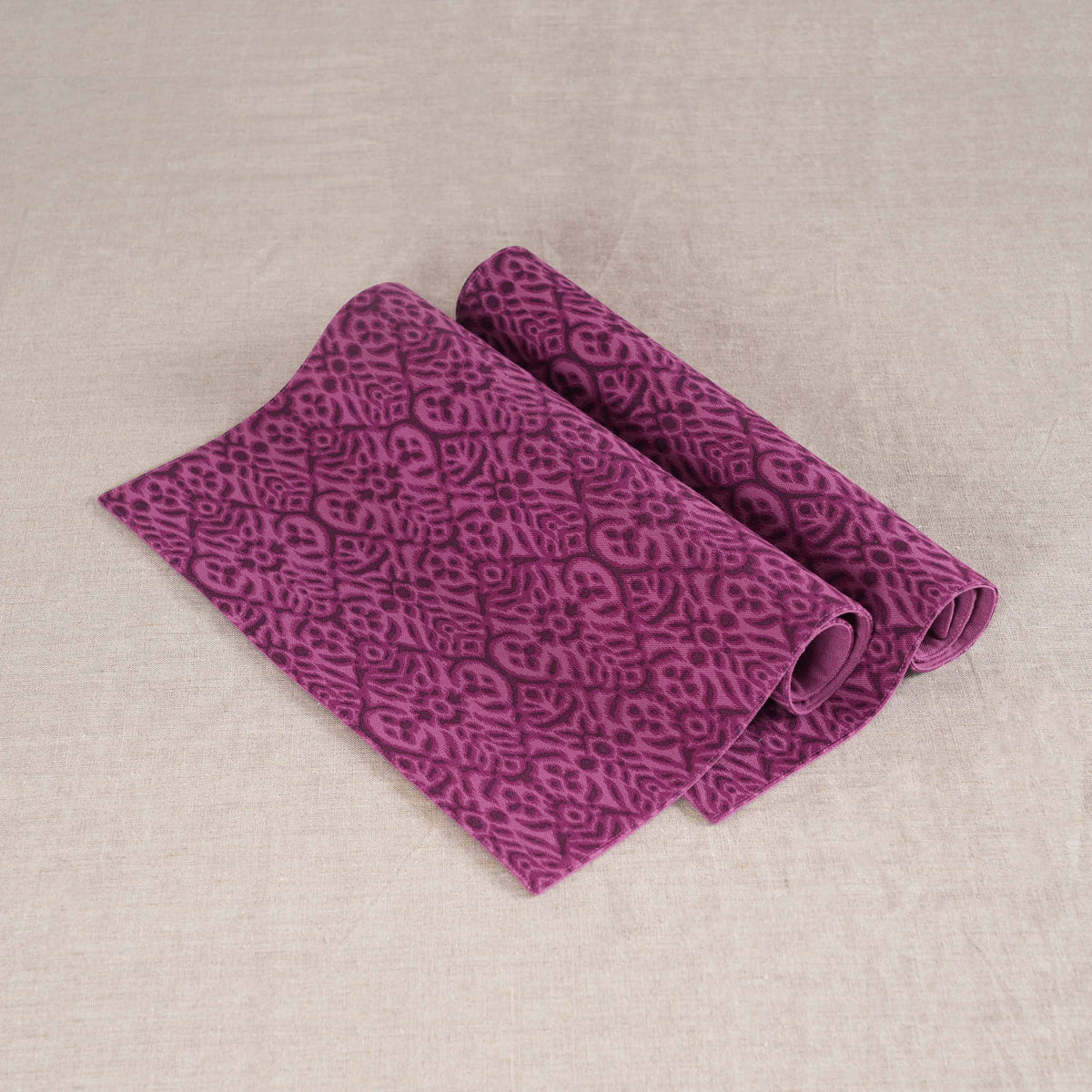 Ikat Print Plum Cotton Duck Placemats – Sets of 2, 4 & 6