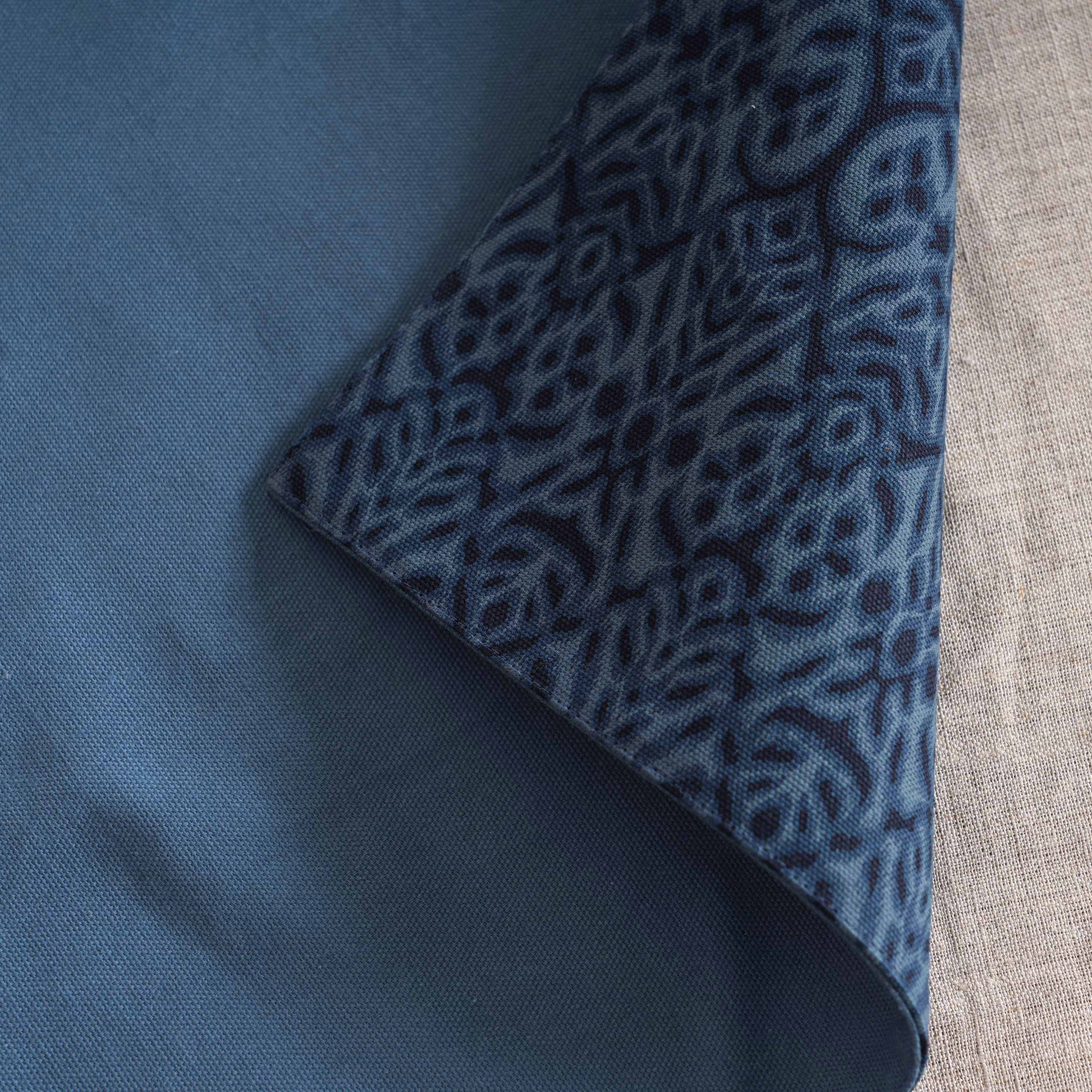 Ikat Indigo Blue Cotton Duck Reversible Placemats Set – 13x19 inches