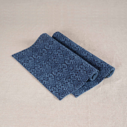 Ikat Indigo Blue Cotton Duck Reversible Placemats Set – 13x19 inches