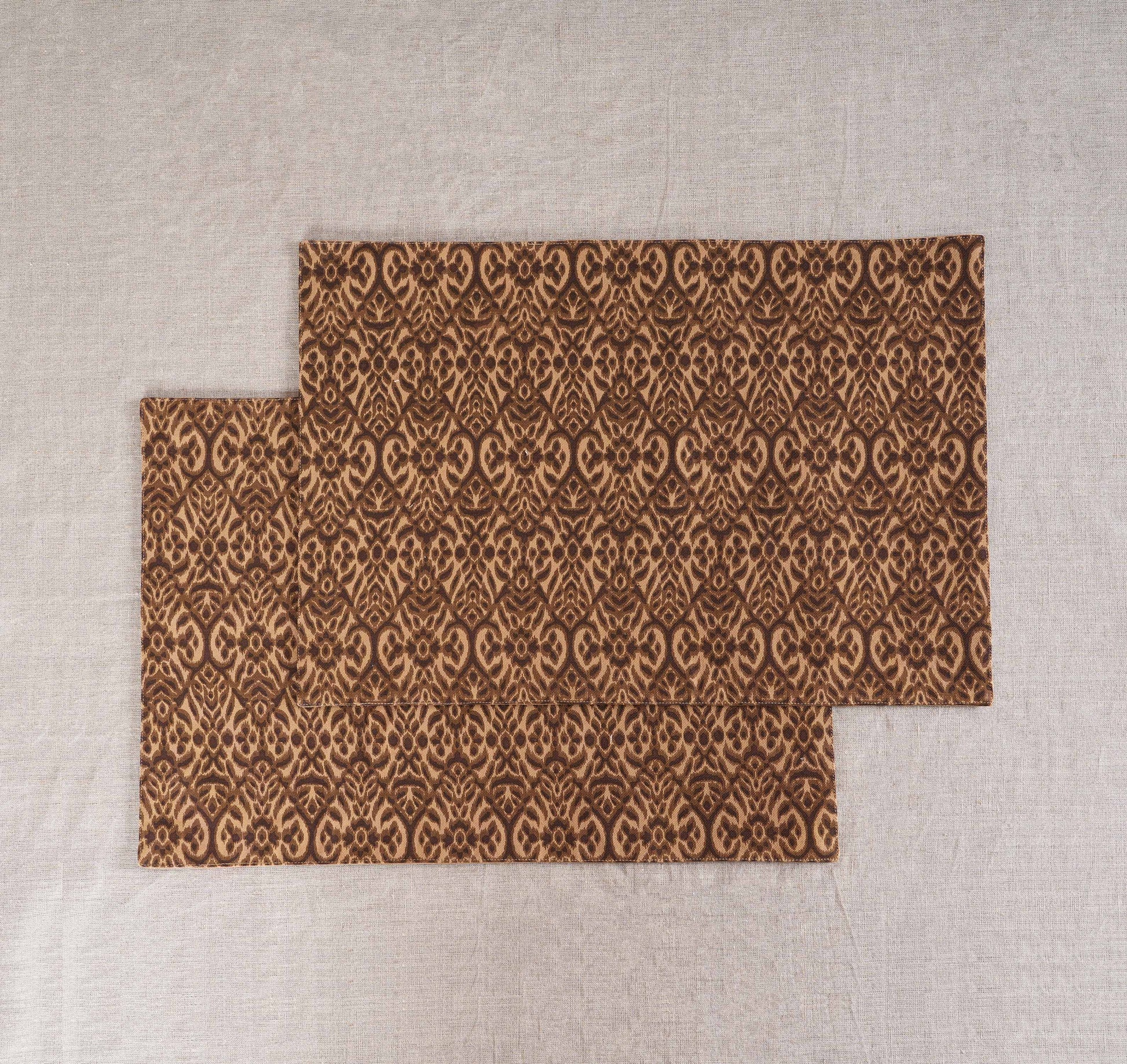 Ikat Beige Cotton Duck Placemats – Set of 2, 4, 6