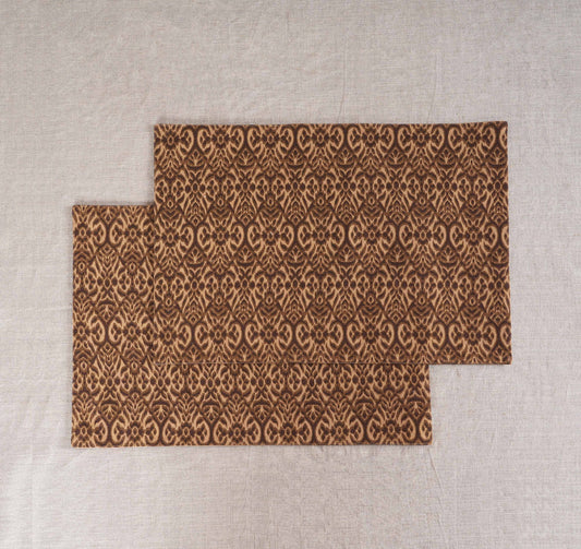 Ikat Beige Cotton Duck Placemats – Set of 2, 4, 6