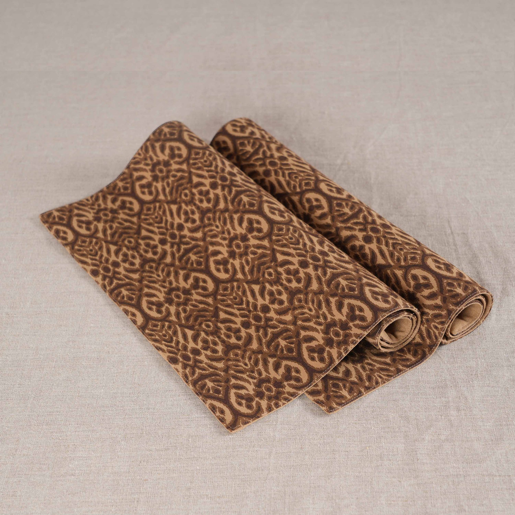 Ikat Beige Cotton Duck Placemats – Set of 2, 4, 6