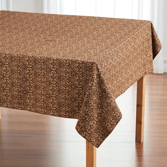 Beige Ikat Print Cotton Duck Tablecloth – Elegant Dining Linen