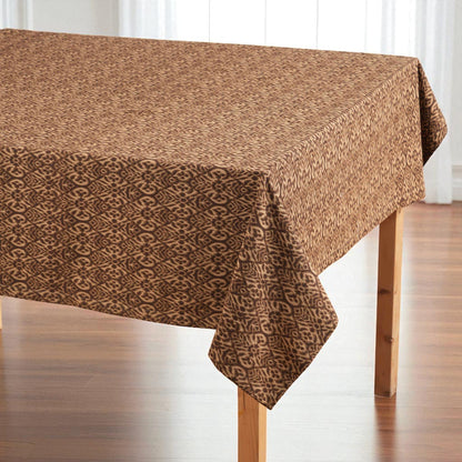 Ikat Print Beige Cotton Duck Tablecloth – Multiple Sizes