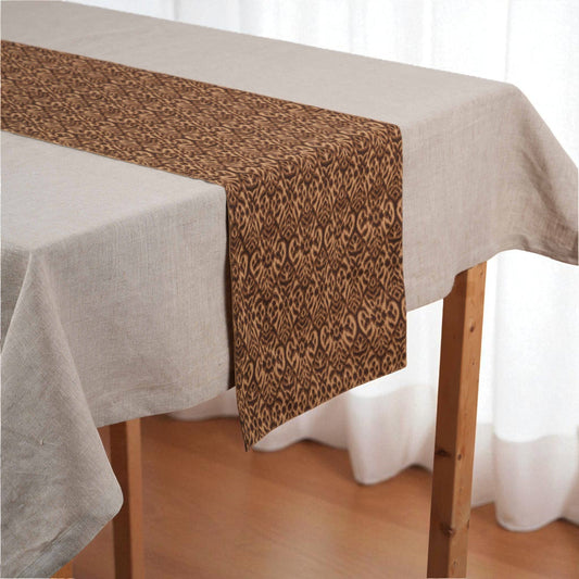 Beige Ikat Print Cotton Duck Table Runner – Reversible Elegance