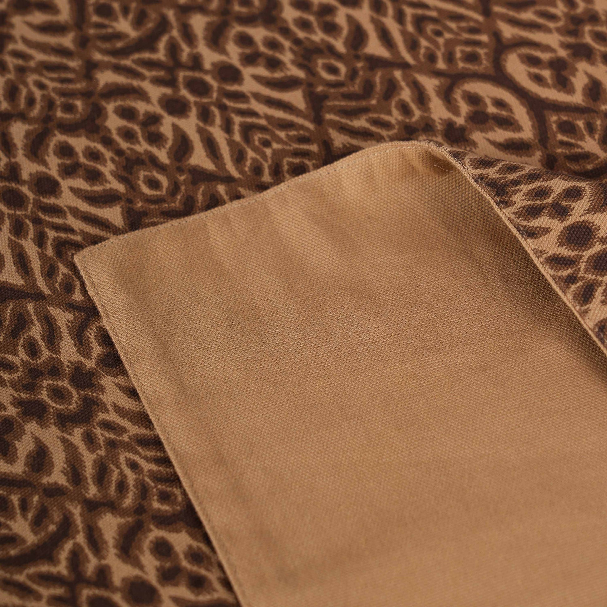 Beige Ikat Print Cotton Duck Table Runner – Reversible Elegance