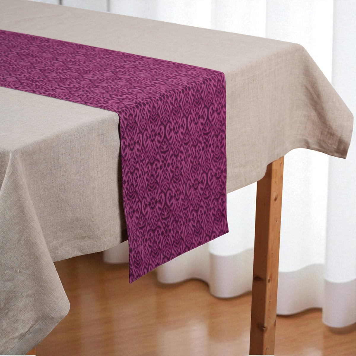 Ikat Print Plum Blue Cotton Duck Table Runner – Sizes available