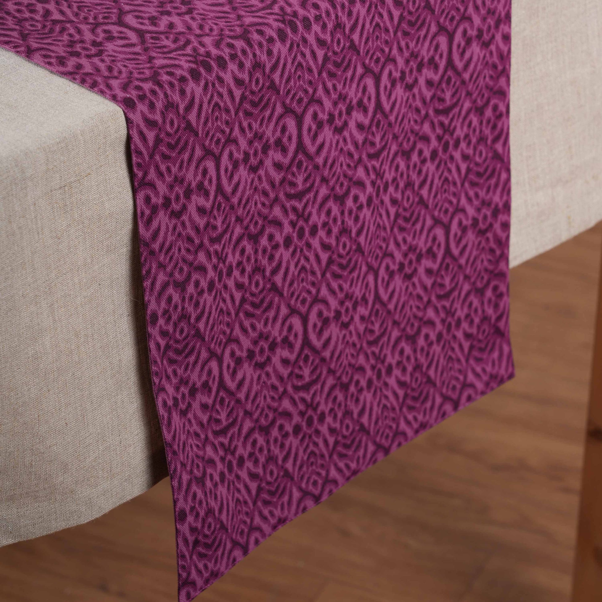 Ikat Print Plum Cotton Duck Table Runner 13x24 13x60 13x72