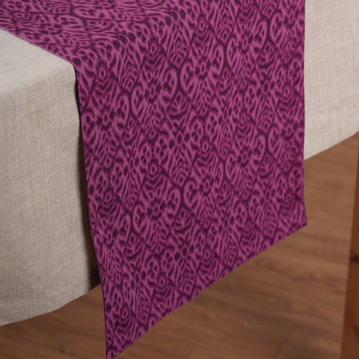 Ikat Print Plum Blue Cotton Duck Table Runner – Sizes available