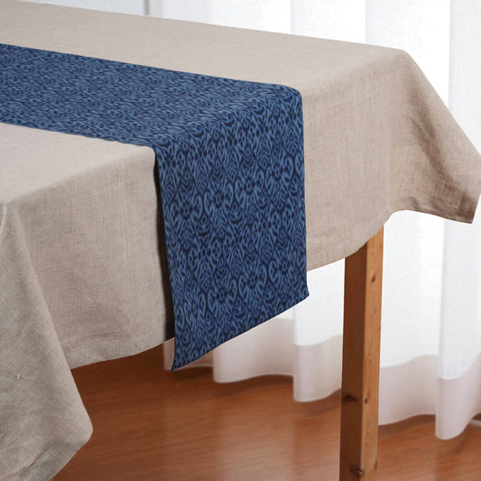 Ikat Indigo Cotton Duck Table Runner – Reversible Elegant Dining