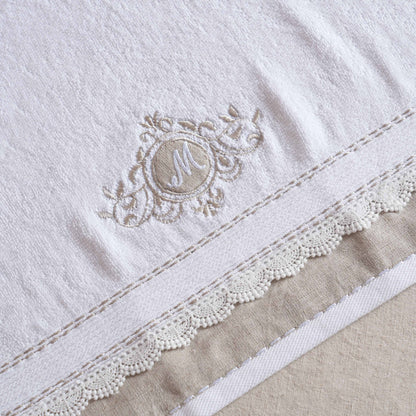 GIFT PACK - Luxury Towel Set – 4 Pieces | Customizable with Monogram | Linen Appliqué and Embroidery