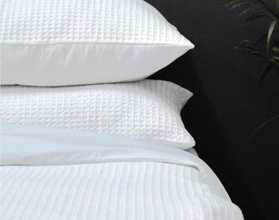 Waffle Duvet cover set, Duvet with 2 pillow covers pure cotton, white colour, sizes available