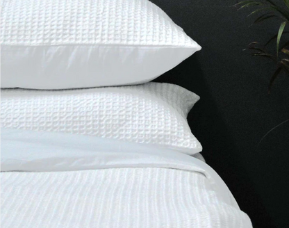 Waffle Duvet cover set, Duvet with 2 pillow covers pure cotton, white colour, sizes available