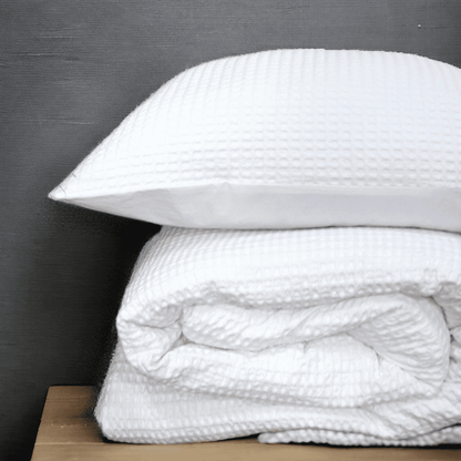 White Waffle Cotton Duvet Cover Set with Pillow Covers | Single, Queen & King