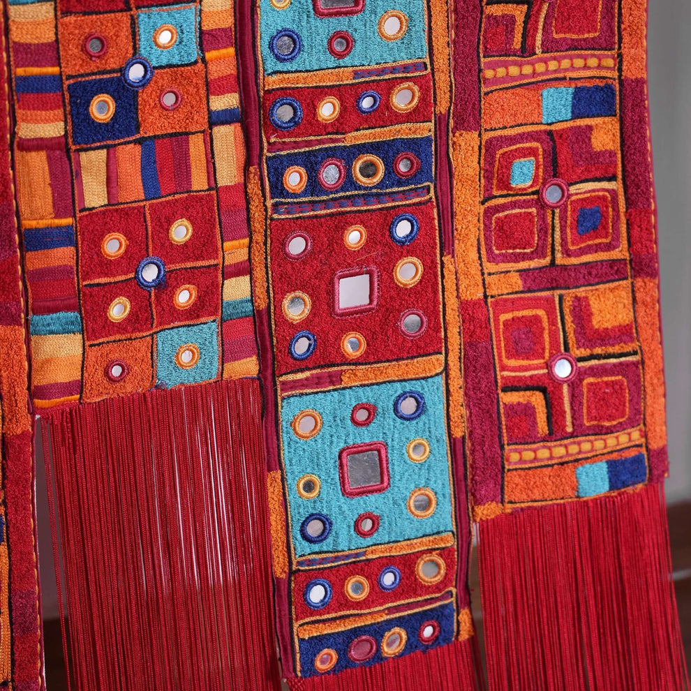 BANJARA embroidered wall art with fringes, handmade, jewel tones, 108X180 inches, sizes available