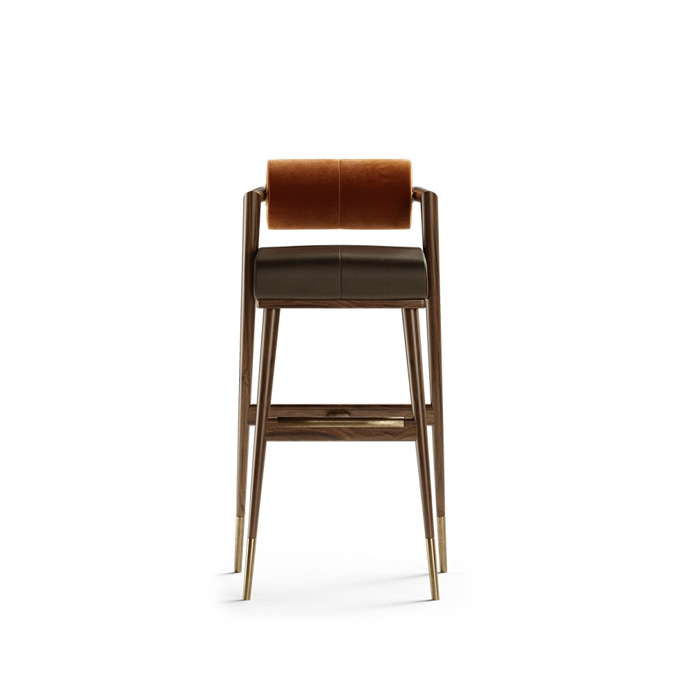 Sunny Mid-Century Modern Walnut Wood Bar Chair - Vintage-Inspired Design