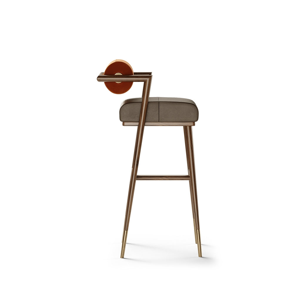 Sunny Mid-Century Modern Walnut Wood Bar Chair - Vintage-Inspired Design