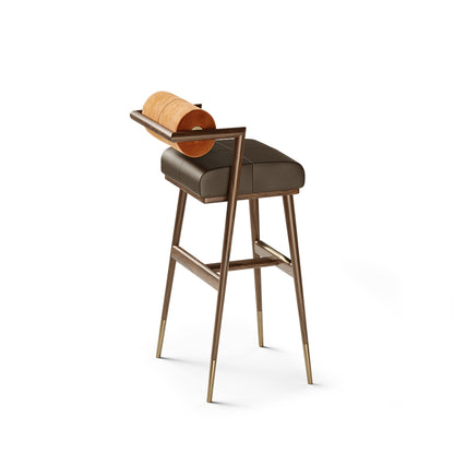 Sunny Mid-Century Modern Walnut Wood Bar Chair - Vintage-Inspired Design