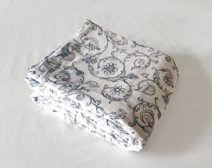 SWIRL - Blue soft Cotton three layer dohar, sizes available