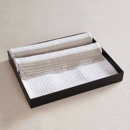 GIFT PACK - Luxury Organic Cotton Waffle Towel Set – 3 Piece | Pintuck Linen & Lace Trims