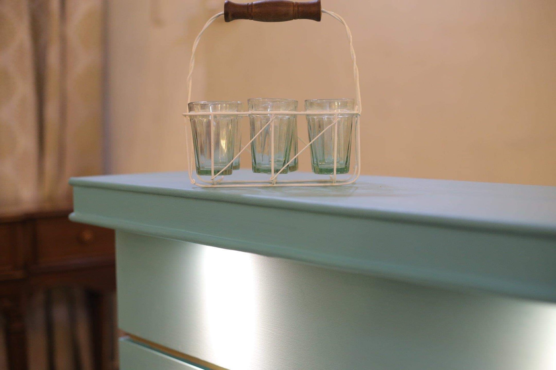 Kitchen cabinet with lights table top close up