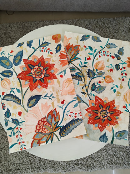 Handmade Set of 2 Kalamkari Inspired wall painting