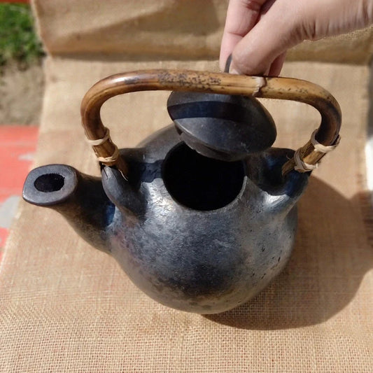 Longpi Black Pottery Flame-Safe Kettle Mugs Set