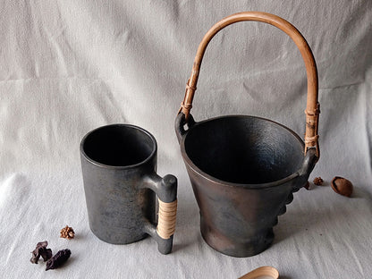 Longpi Black Pottery Ice Bucket Large